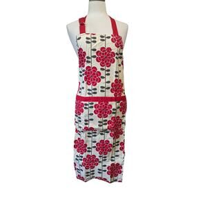 NWT Floral Apron With Large Chef Pockets Adjustable Neck Ring Extra Long Ties